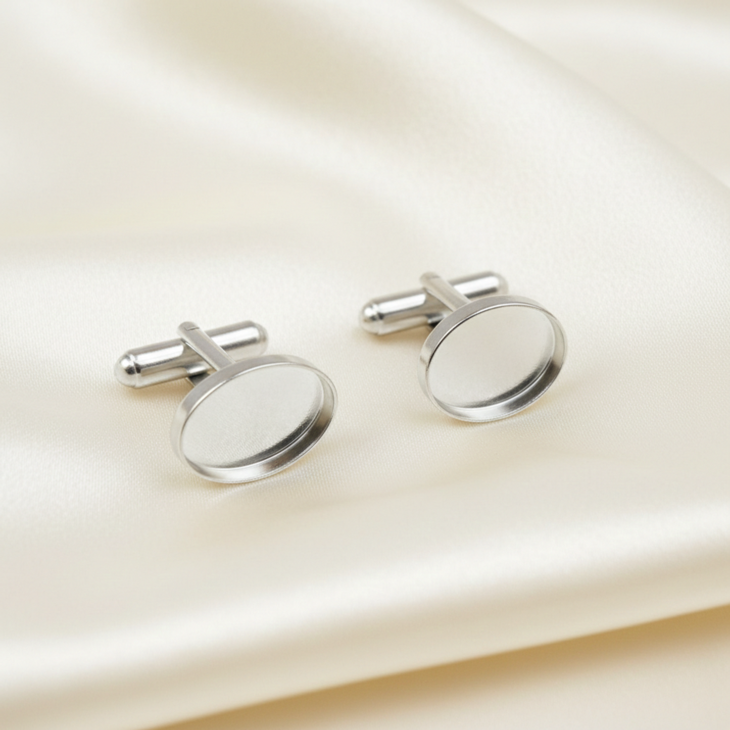 oval silver ashes cufflinks, handcrafted in lancashire