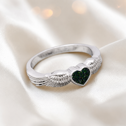 Keepsake Memorial Silver Raphaela Ashes Ring in Black Flame - Handcrafted in the UK 