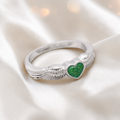 Keepsake Memorial Silver Raphaela Ashes Ring in Fruit Green - Handcrafted in the UK 