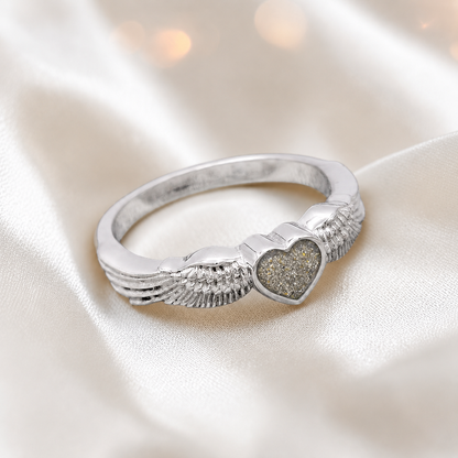 Keepsake Memorial Silver Raphaela Ashes Ring in Natural Ash - Handcrafted in the UK 