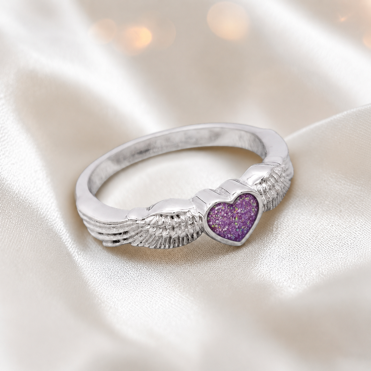 Keepsake Memorial Silver Raphaela Ashes Ring in Rose Pink  - Handcrafted in the UK 