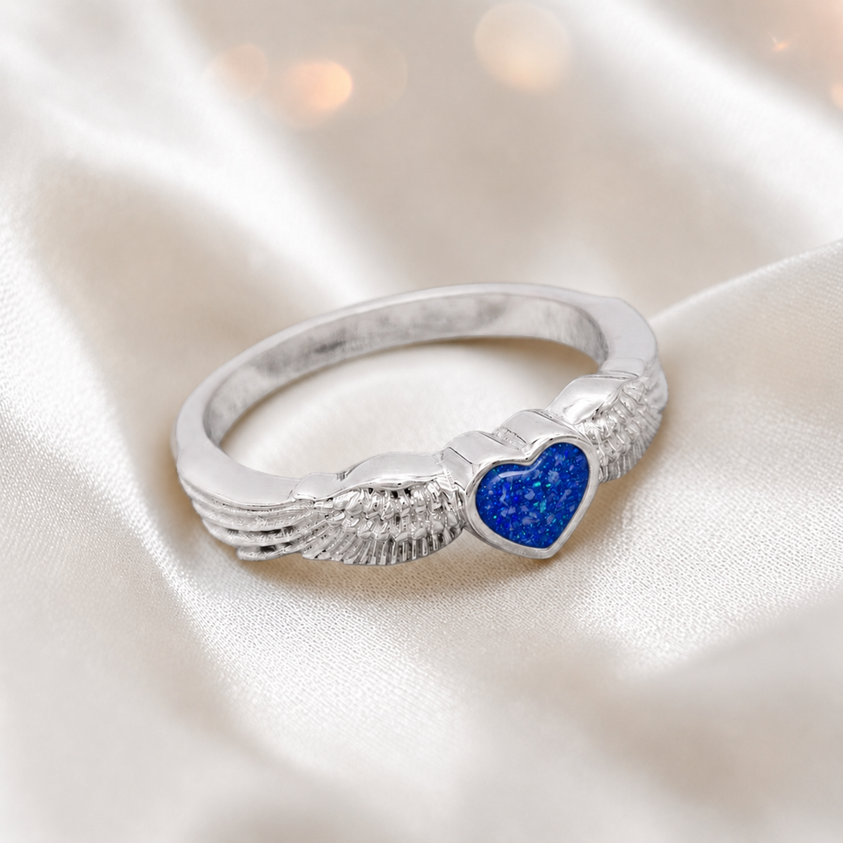 Keepsake Memorial Silver Raphaela Ashes Ring in Royal Blue - Handcrafted in the UK 