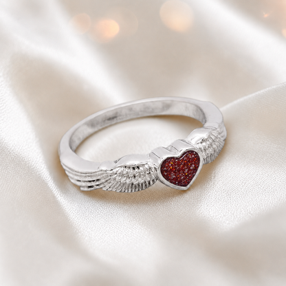 Keepsake Memorial Silver Raphaela Ashes Ring in Ruby Red  - Handcrafted in the UK 
