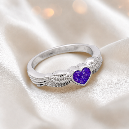 Keepsake Memorial Silver Raphaela Ashes Ring in Sleepy Lavender  - Handcrafted in the UK 