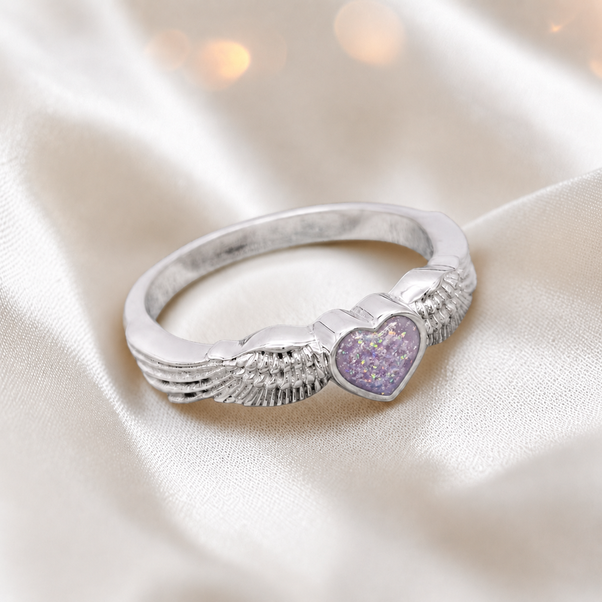 Keepsake Memorial Silver Raphaela Ashes Ring in Unicorn Purple  - Handcrafted in the UK 