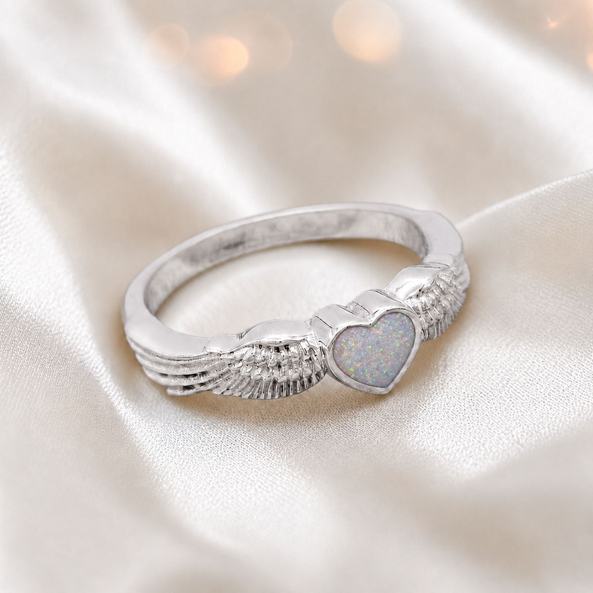 Keepsake Memorial Silver Raphaela Ashes Ring in White Snow  - Handcrafted in the UK 