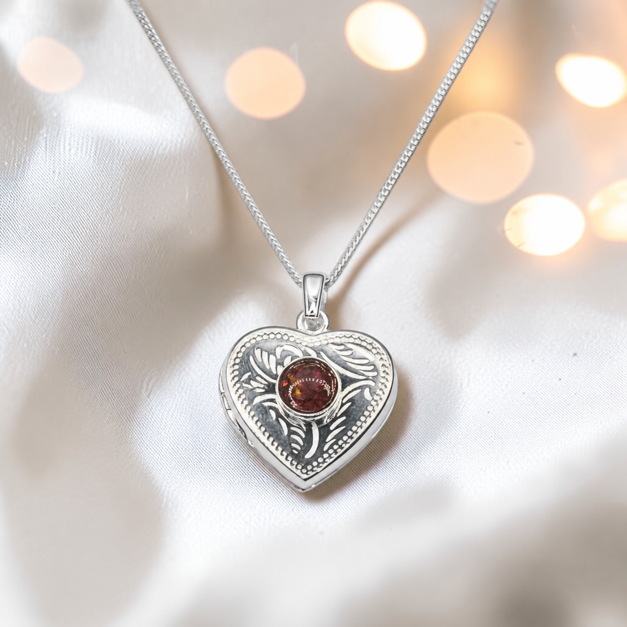 Rasal heart locket with round memorial stone in copper mocha, handcrafted in Lancashire UK - by Keepsake Memorial Jewellery