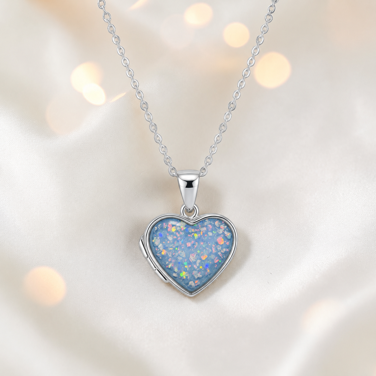 Regulus heart shaped memorial locket in baby blue, handcrafted in Lancashire UK - by Keepsake Memorial Jewellery