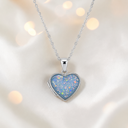 Regulus heart shaped memorial locket in baby blue, handcrafted in Lancashire UK - by Keepsake Memorial Jewellery