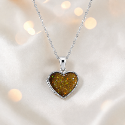 Regulus heart shaped memorial locket in gold olive, handcrafted in Lancashire UK - by Keepsake Memorial Jewellery