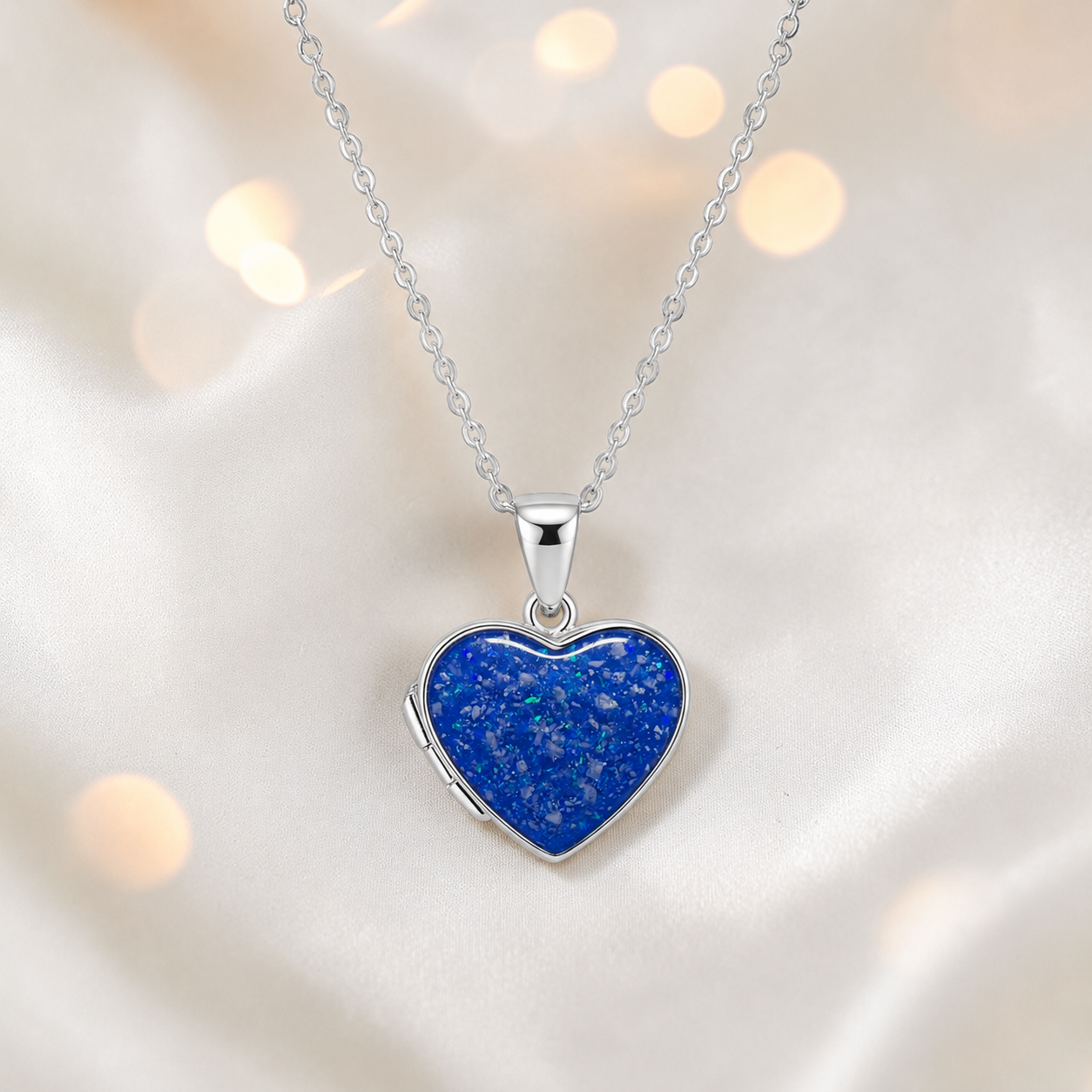 Regulus heart shaped memorial locket in royal blue, handcrafted in Lancashire UK - by Keepsake Memorial Jewellery