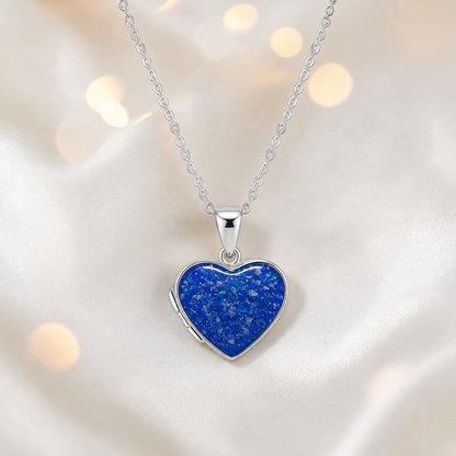 Regulus heart shaped memorial locket in royal blue, handcrafted in Lancashire UK - by Keepsake Memorial Jewellery