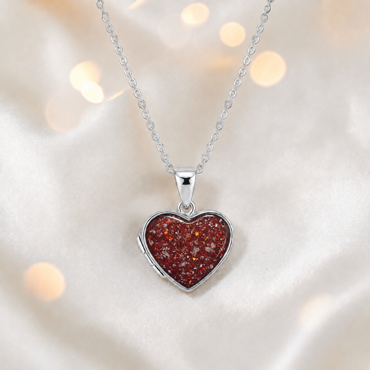 Regulus heart shaped memorial locket in ruby red, handcrafted in Lancashire UK - by Keepsake Memorial Jewellery