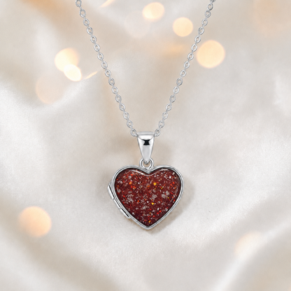 Regulus heart shaped memorial locket in ruby red, handcrafted in Lancashire UK - by Keepsake Memorial Jewellery
