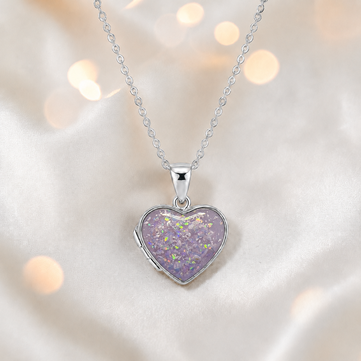 Regulus heart shaped memorial locket in unicorn purple, handcrafted in Lancashire UK - by Keepsake Memorial Jewellery