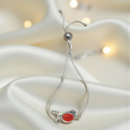 Robin bird memorial ashes bracelet, handcrafted in Lancashire UK - by Keepsake Memorial Jewellery
