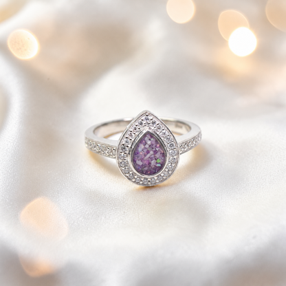Keepsake Memorial Silver Eternal Light Ashes Ring in Rose Pink - Handcrafted in the UK