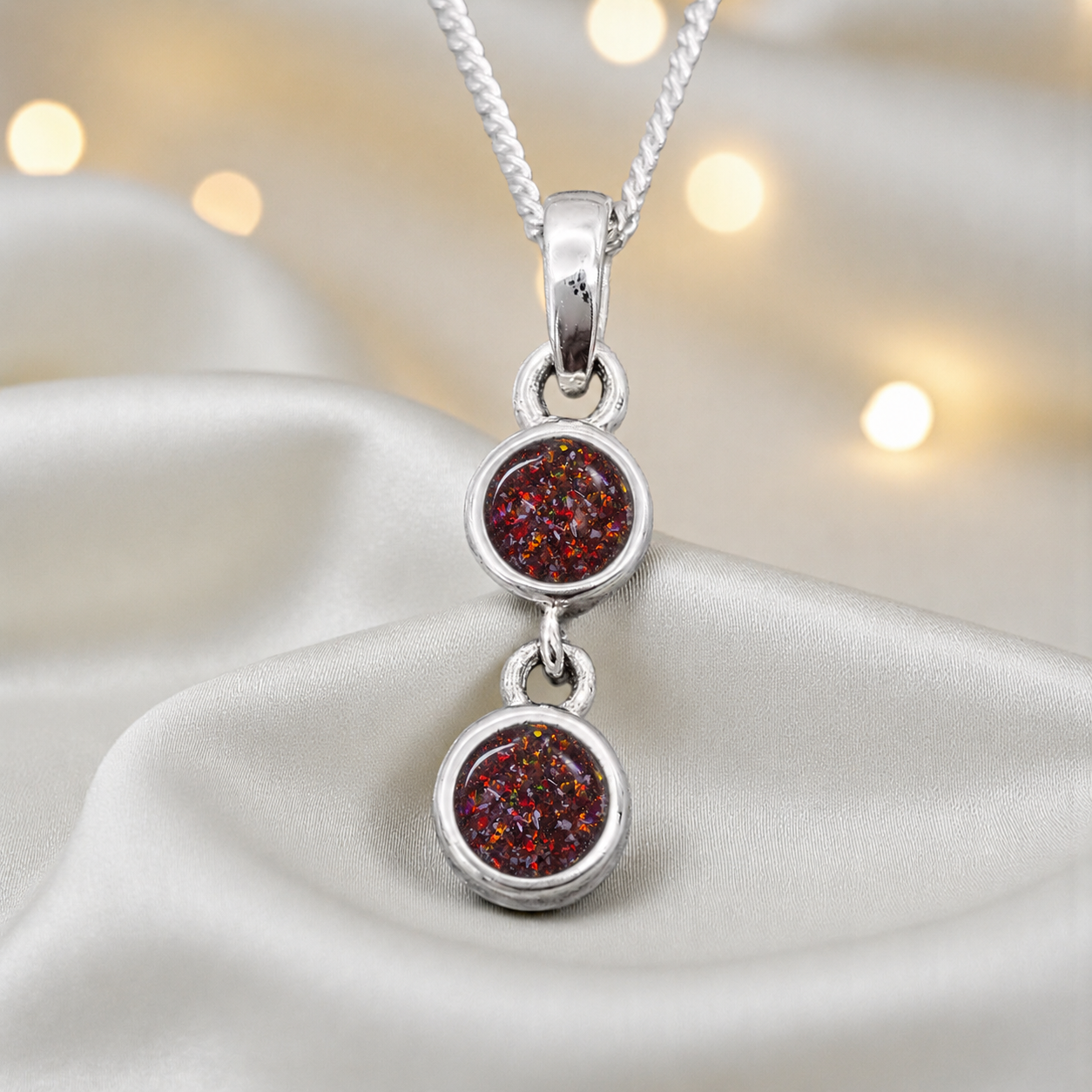 Sadr two stone memorial pendant in copper mocha, handcrafted in Lancashire UK - by Keepsake Memorial Jewellery