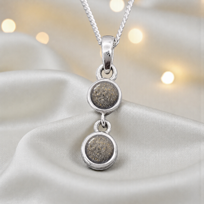 Sadr two stone memorial pendant in natural ash, handcrafted in Lancashire UK - by Keepsake Memorial Jewellery