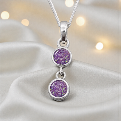 Sadr two stone memorial pendant in rose pink, handcrafted in Lancashire UK - by Keepsake Memorial Jewellery