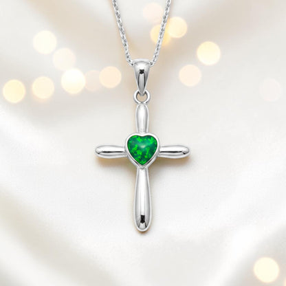 Saiph dainty sterling silver ashes cross with heart detail, handcrafted in Lancashire UK - by Keepsake Memorial Jewellery  