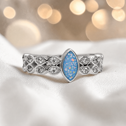 Keepsake Memorial Silver Serenata Ashes Ring in Baby Blue - Handcrafted in the UK 