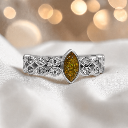 Keepsake Memorial Silver Serenata Ashes Ring in Gold Olive  - Handcrafted in the UK 