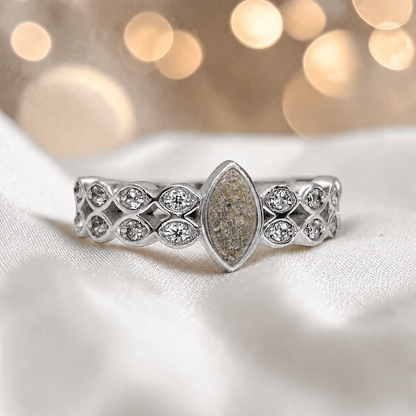 Keepsake Memorial Silver Serenata Ashes Ring in Natural Ash  - Handcrafted in the UK 