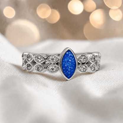 Keepsake Memorial Silver Serenata Ashes Ring in Royal Blue - Handcrafted in the UK 