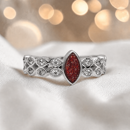 Keepsake Memorial Silver Serenata Ashes Ring in Ruby Red - Handcrafted in the UK 