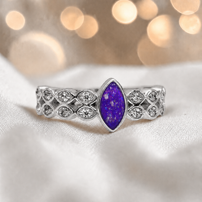 Keepsake Memorial Silver Serenata Ashes Ring in Sleepy Lavender - Handcrafted in the UK 