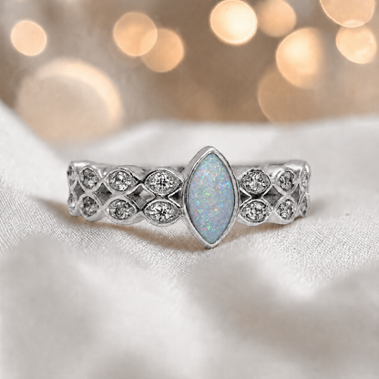 Keepsake Memorial Silver Serenata Ashes Ring in White Snow - Handcrafted in the UK 