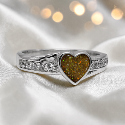 Keepsake Memorial Silver Serenity Ashes Ring in Gold Olive- Handcrafted in the UK