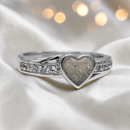 Keepsake Memorial Silver Serenity Ashes Ring in Natural Ash - Handcrafted in the UK