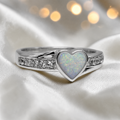 Keepsake Memorial Silver Serenity Ashes Ring in White snow  - Handcrafted in the uk