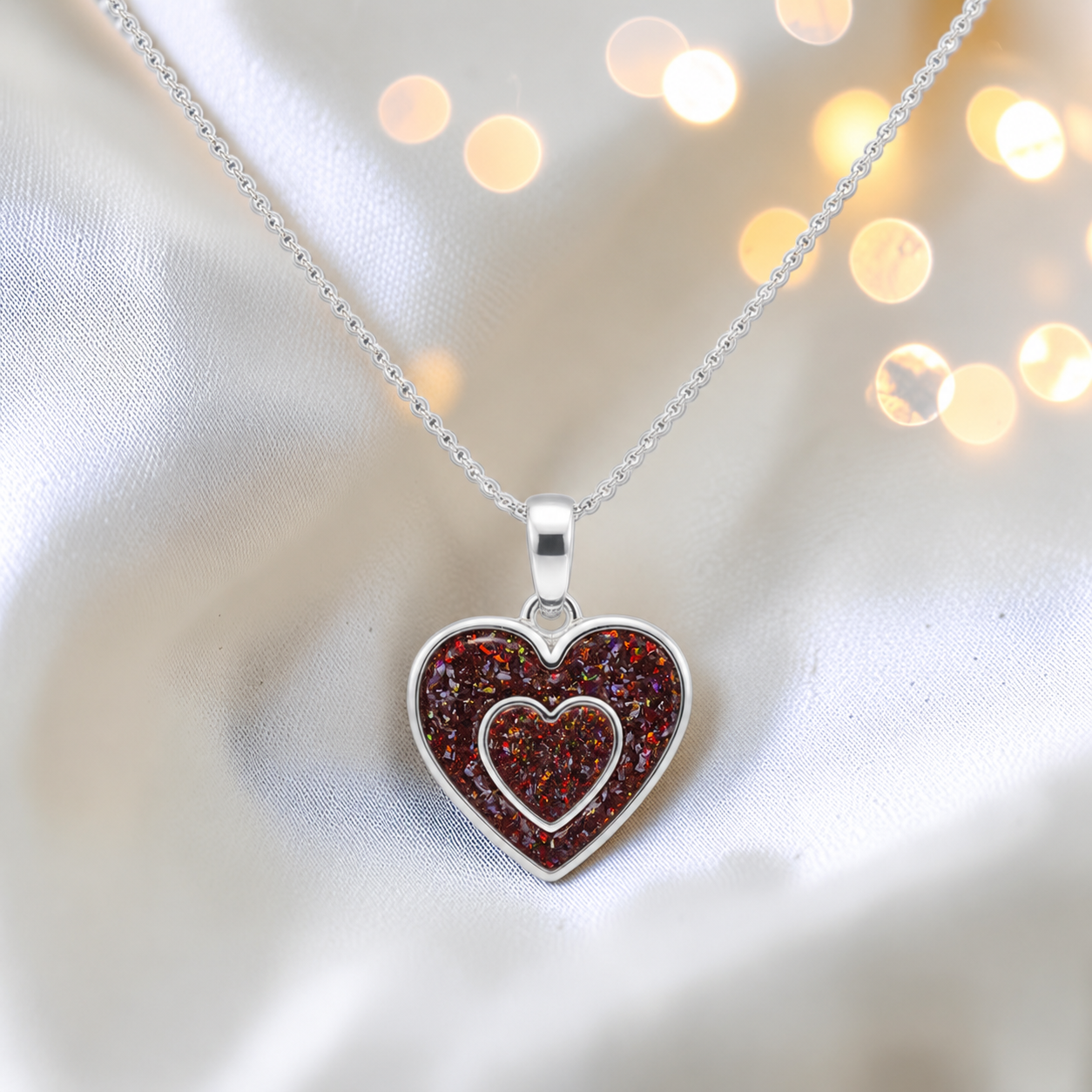 Shaula two heart memorial pendant in copper mocha, handcrafted in Lancashire UK - by Keepsake Memorial Jewellery
