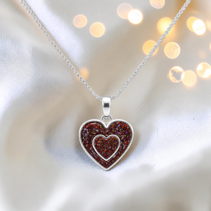 Shaula two heart memorial pendant in copper mocha, handcrafted in Lancashire UK - by Keepsake Memorial Jewellery