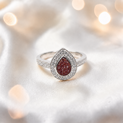 Keepsake Memorial Silver Eternal Light Ashes Ring in Ruby Red - Handcrafted in the UK