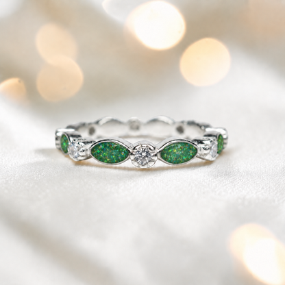 Keepsake Memorial Silver Liora Ashes Ring in Fruit Green - Handcrafted in the UK