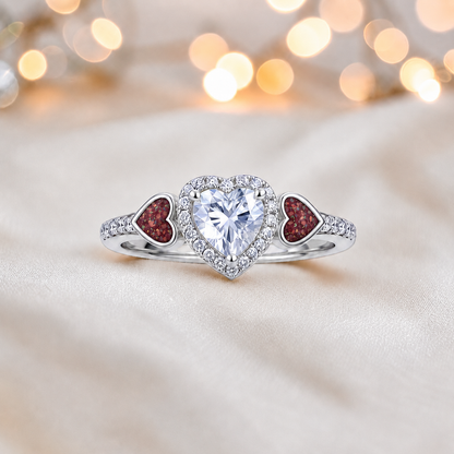 Keepsake Memorial Silver Opaline Ashes Ring in Ruby Red - Handcrafted in the UK