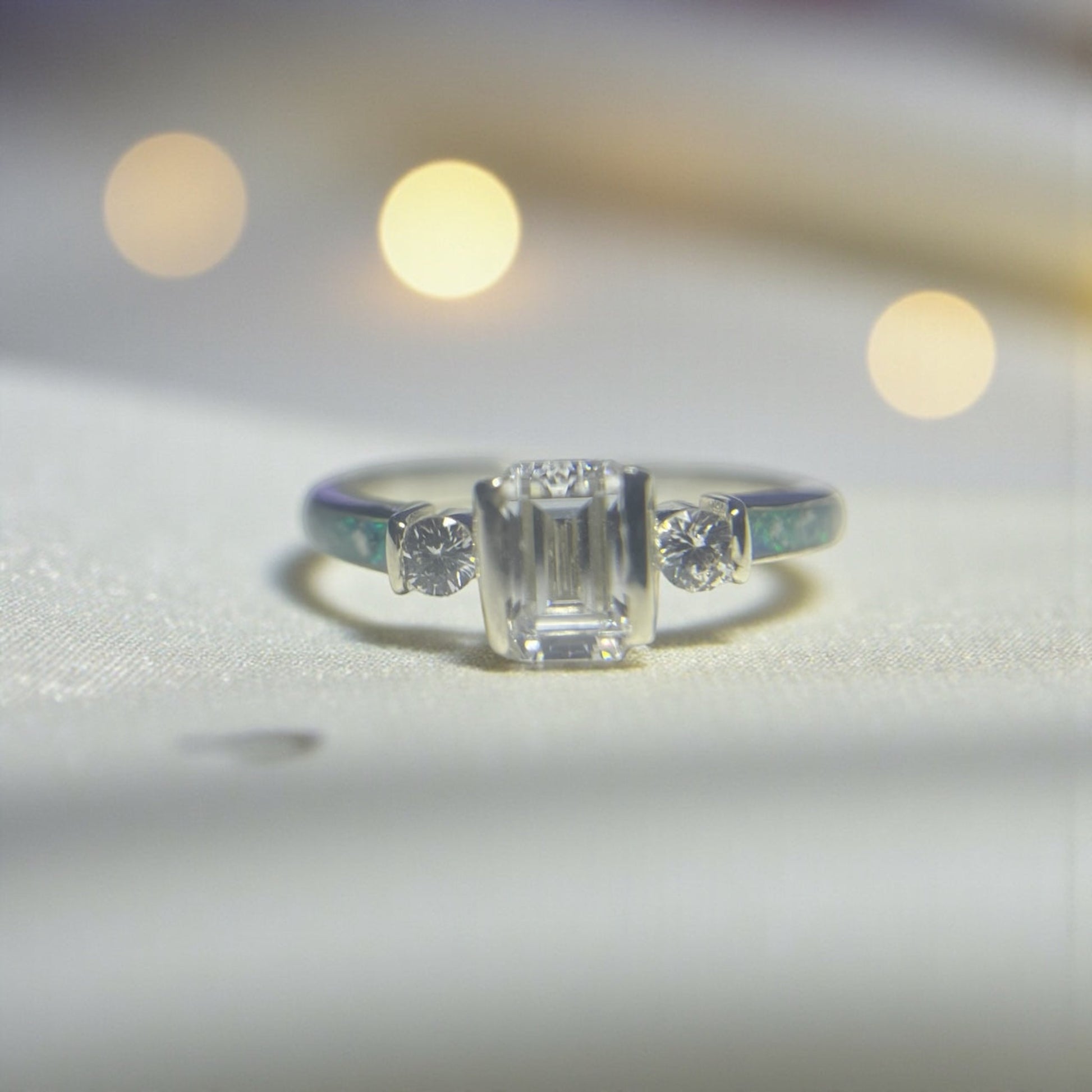 Ariel Ring — silver emerald cut keepsake memorial ring, handcrafted in Lancashire, UK