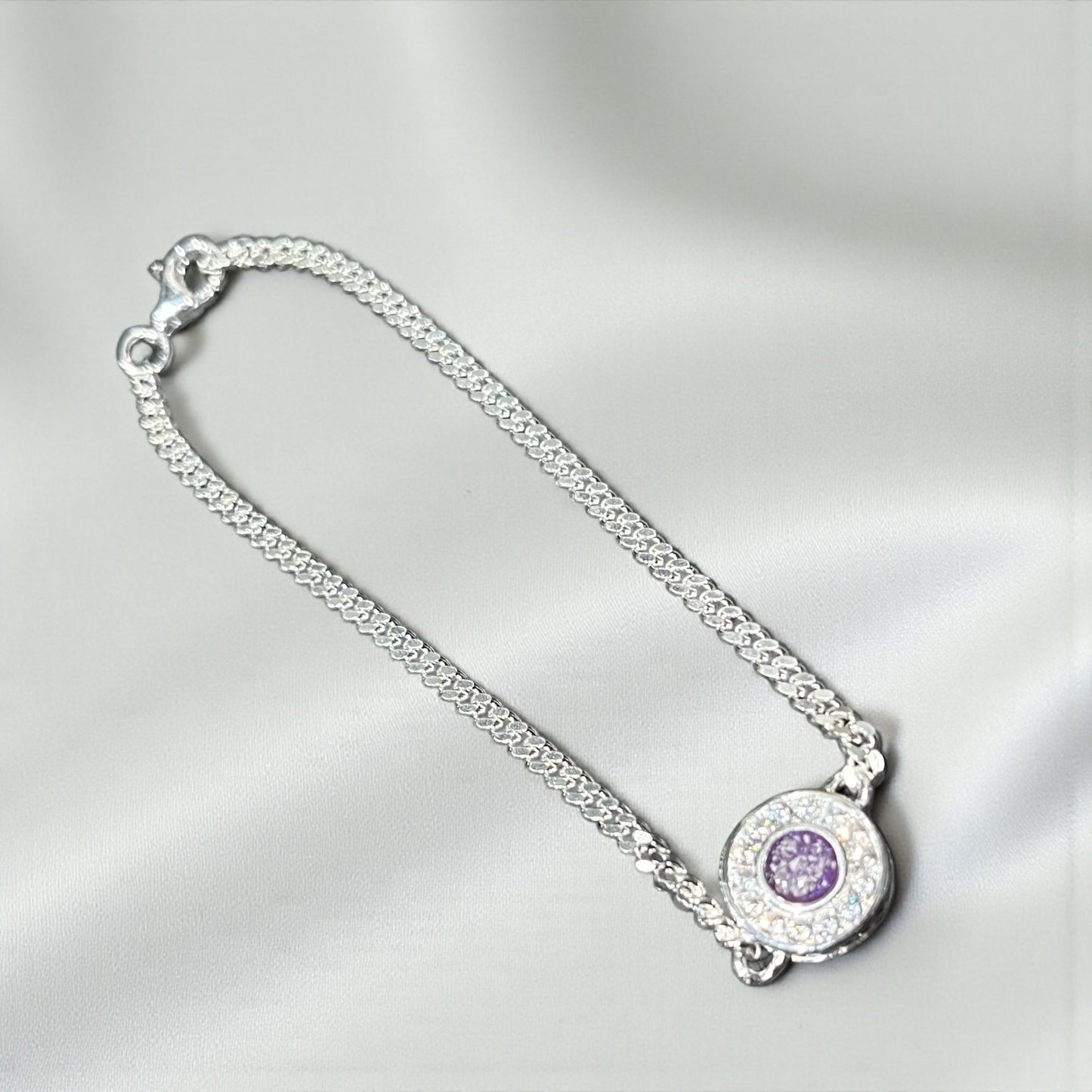 Silver halo ashes memorial bracelet, handcrafted in lancashire uk 