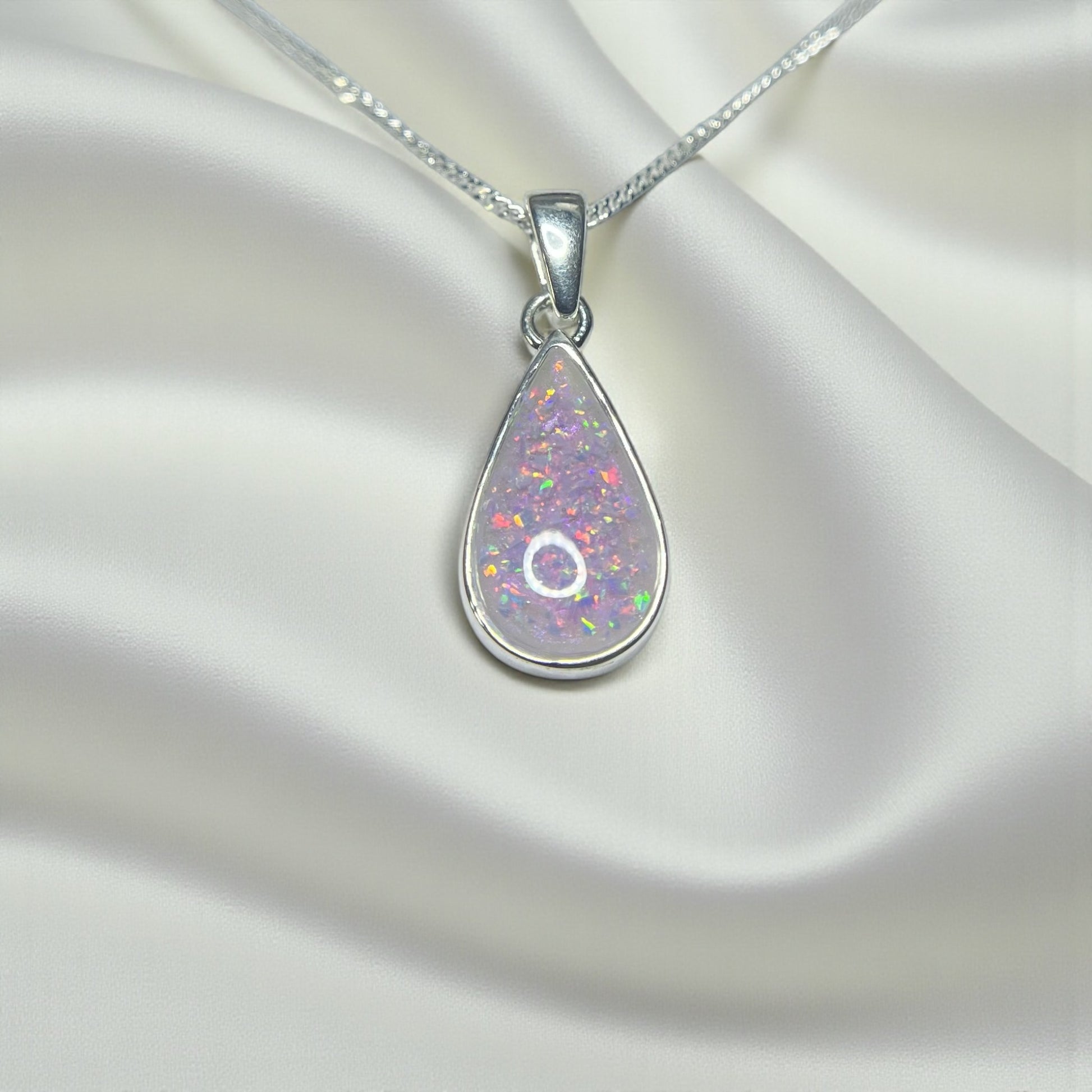 Silver teardrop memorial pendant, handcrafted in Lancashire, UK