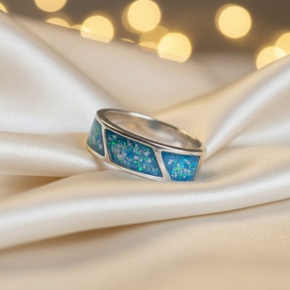 Axis men's sterling silver three setting ring, handcrafted in Lancashire UK by Keepsake Memorial Jewellery