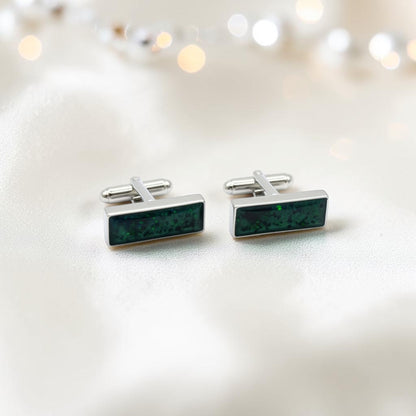 Teal mist Pillar sterling silver memorial ashes cufflinks, handcrafted in Lancashire UK