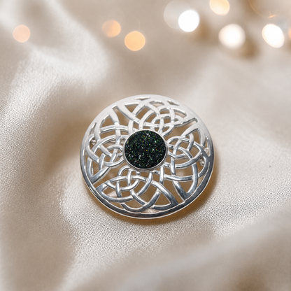 Skye brooch - sterling silver Celtic ashes memorial brooch in black flame, handcrafted in Lancashire UK - by Keepsake Memorial Jewellery
