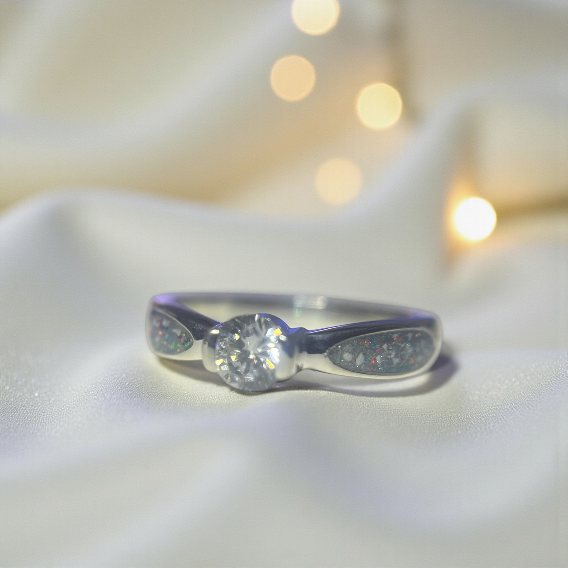 Lumina Solitaire Keepsake Ring — sterling silver memorial ring handcrafted in the UK