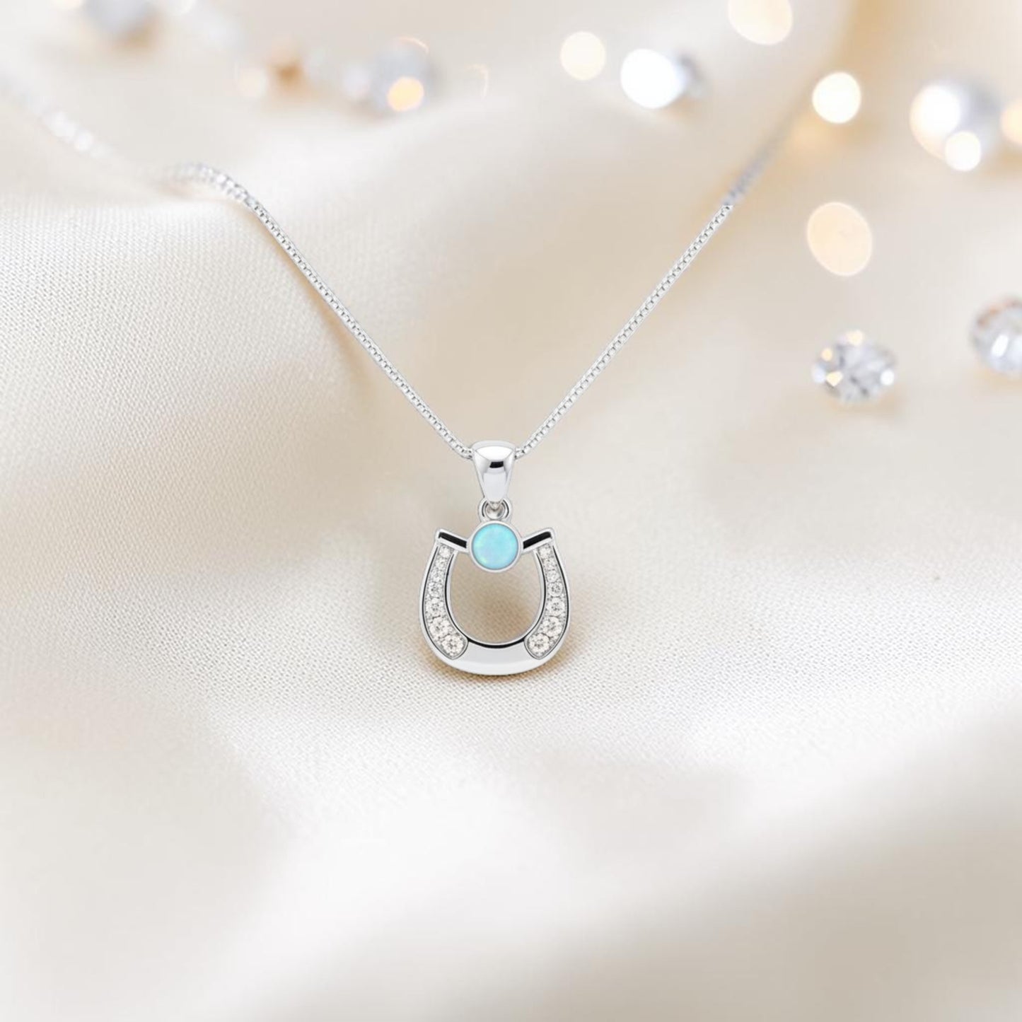 Silver ashes memorial sparkle horse shoe pendant, handcrafted in Rossendale Lancashire UK