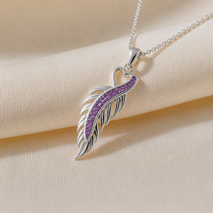 Spica feather memorial pendant in rose pink, handcrafted in Lancashire UK