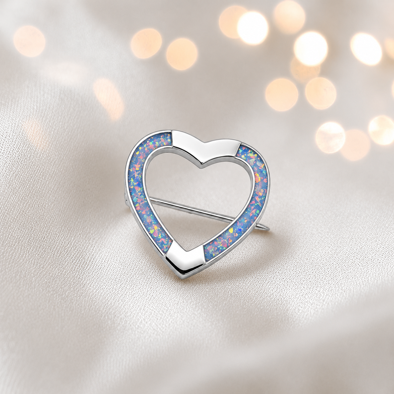 Spirit stock pin — sterling silver heart shaped ashes memorial stock pin, in baby blue, handcrafted in Lancashire, UK - by Keepsake Memorial Jewellery
